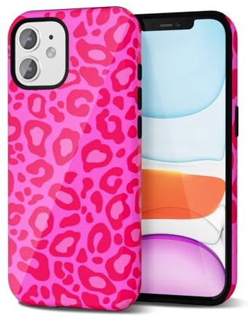 Svanove Cheetah Print Mobile Phone Case for iPhone 11 Case Leopard Trendy Pattern Neon Pink