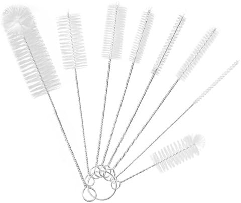 MUTORE Bottle Brushes 8PCS,Long Straw Cleaning Brush,Nylon Bottle Cleaning Brush for Cleaning,Radiator Cleaner Brush,Pipe Cleaners for Teapot Baby Bottle Test Tube Flask Straw，White