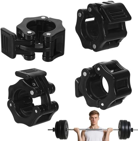 GooDengFull Juego de 4 pinzas de 28 mm para mancuernas, cierre rápido, cierre rápido, cierre rápido, para entrenamiento de levantamiento de pesas (negro)