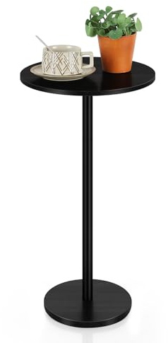 smusei Schwarzer Beistelltisch aus Bambus, Kleiner Runder Couchtisch Platzsparender Beistelltisch für das Wohnzimmer, Schlafzimmer, Sofa, Balkon