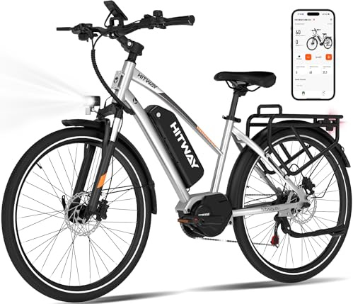 HITWAY Bici Elettrica 27,5 con Motore Centrale 250W, Batteria 36V 13Ah, Autonomia 120-150km, Freni Idraulici, Cambio 7 Marce – E-Bike da Trekking e Città per Adulti Uomo/Donna