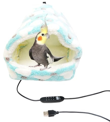 xyensy Nichoir à oiseaux avec chauffage - Hamac en peluche - Lit grotte - Chauffe-lit pour oiseau inséparable - Pour canaris, lapins, cochons d'Inde, chinchilla, perruches, calopsittes