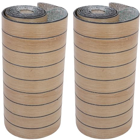 HOMSFOU Paneles Decorativos de Pared 3D Autoadhesivos, 2 Rollos Impermeables 40 CM X 300 CM Textura de Rejilla para Uso en Habitaciones y Baños, Imitación Roble