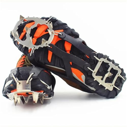 Grödel 18 teeth Steel Ice Gripper Spike för skor halkskydd klättring vandring snö spikar Crampons Cleats Grips Boots skydd för vintervandring (svart L EU 41–46)