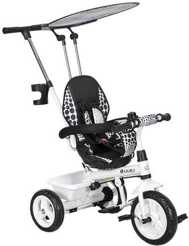 HOMCOM Trike 6 in 1 Baby Trike Push Handle for 18Months-5 Years White