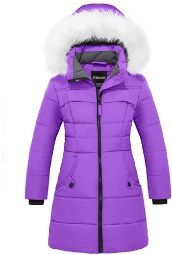 wantdo Girl's Winter Coat Windproof Puffer Jacket Padded Anorak Purple 8