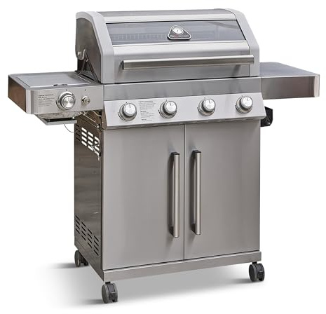 Grillstream Gourmet 4 Burner Hybrid Barbecue, Stainless Steel