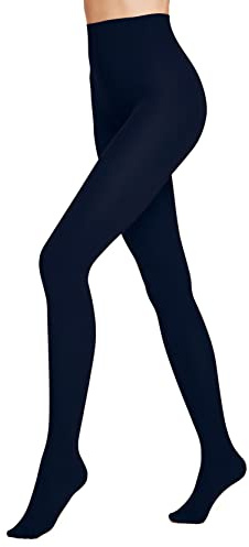 VENEZIANA NUOVA Vinterstrumpbyxor dam 40 den | varma leggings | termostrumpbyxor | termostrumpbyxor | hög midja stretch magkontroll form strumpbyxor dam genomskinliga, marinblå, M