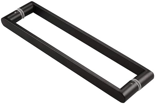 ASerZenith Duschtürgriffknopf, polierter massiver Edelstahlgriff, Badewannenabtrennung, runder Badezimmertürknopf, schwarz (Größe: 400 mm Loch zu Loch) (400 mm Loch zu Loch)