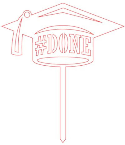 Graduation Cap with #Done in Cap Cake Toper! Graduation Cake Topper, Acrylic Celebrational Cake Decor, Customizable Color and Design, Ideal for Graduation Parties (Hyacinth Gloss)