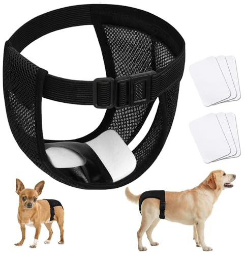 Aomig Lot de 1 Couches pour Chiens Femelle, Culotte en Chaleur, Culotte Lavable Réutilisables Incontinence avec 6 Serviettes Hygiéniques(XL)