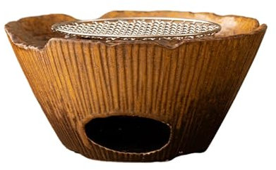 Qianly Tragbarer Holzkohlegrill, Brennender Campingkocher, Campingkocher, Keramikgrill, Holzkohlebrenner für Garten, Außen Und Innengrill, braun