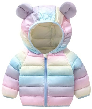 Giubbino invernale per neonati, cappotto con cappuccio per bambini, piumino a maniche lunghe, leggero, camicette, 6 mesi - 4 anni, arcobaleno, 2-3 Jahre