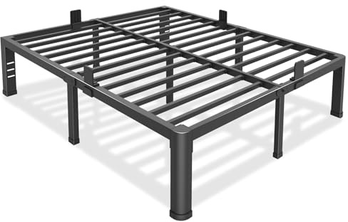 Bilily 14 inch King Bed Frame Metal Platform with Round Corner Legs,3500 LBS Heavy Duty Steel Slats Support,Headboard Compatible,No Box Spring Needed,Easy Assembly,Mattress Retainer,Underbed Storage