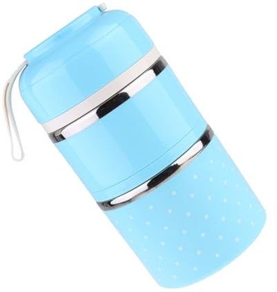 COLLBATH Fiambrera Térmica De Doble Capa Para Adultos De Fiambrera Aislante De Acero Inoxidable Con Asa Para Almuerzos Calientes El Trabajo o Uso Al Aire