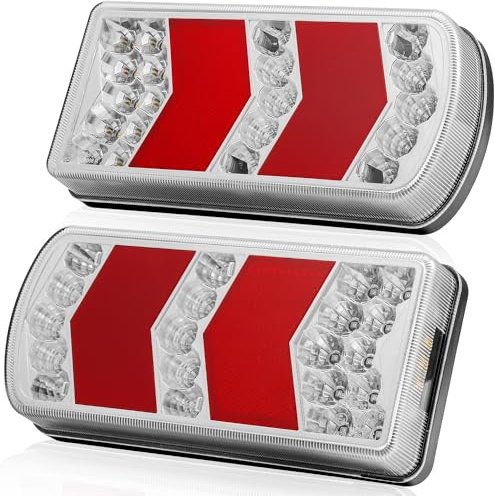 DARKGUARD Pilotos Traseras Led Remolque Homologado 12V 24V Luces Traseros Faros Led Remolque de Caravana y Camion, Luz de Antinieblas/Intermitentes/Matrícula/Marcha-Atras con Reflector ECE IP67