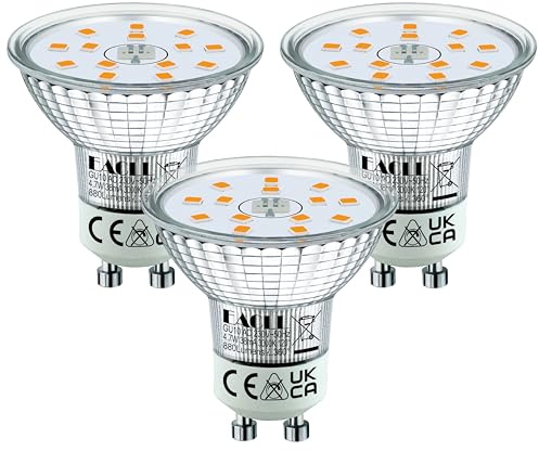 EACLL Clase B Alta Eficiencia Bombillas LED GU10, Pack de 3, 880lm 3000K Blanco Cálido, 4.7W Equivalente 120W Halógena, Sin Parpadeo Focos, 120 ° Spotlight, Ø50xH53mm Reflectora, No Regulable