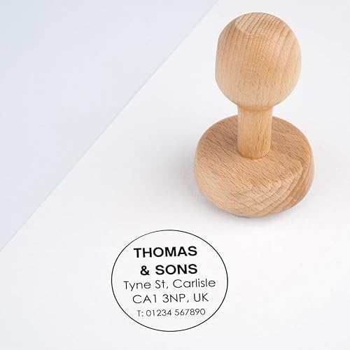 Wanapix | Sellos de Empresa Personalizados | Sello de Madera Personalizado con Texto | Diseño de Negocios, Embalajes, Marcas | Sello Redondo Ø 3 cm