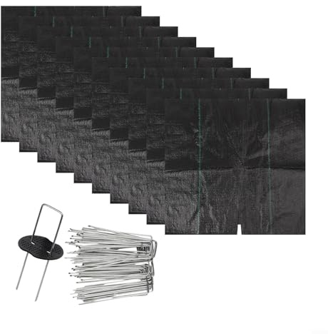 10pcs Garden Protection Mats Kit with Ground Pegs for Tree Disc Mulching, Efficiently Suppresses Grass and Conserves Water in Planting Areas (60cm)
