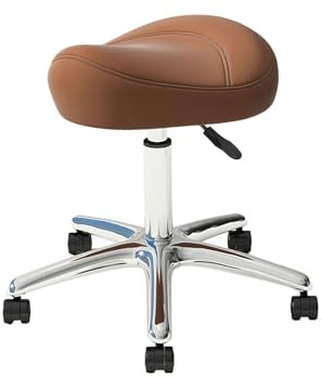 Justerbar sadelpall med hjul, tjockt brett säte för ergonomisk komfort och rörlighet i kök, kontor och salong