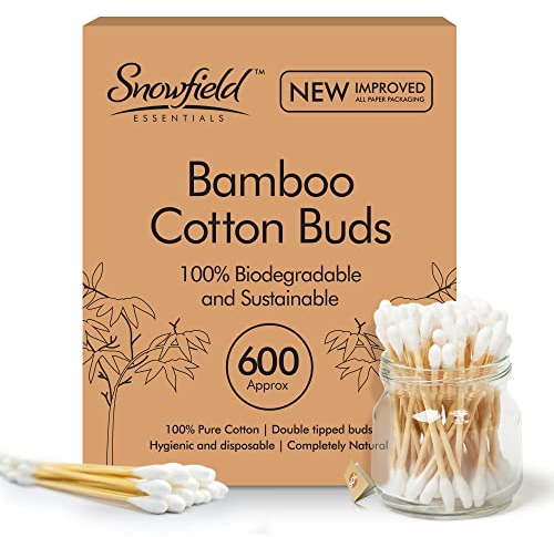 600pcs Bamboo Cotton Buds for Ear Cleaning - Multipurpose Wool Bud for Makeup Application - Bamboo Handle Cotton Swabs for Baby Care, Craft Use, Personal Hygiene, Precision Cleaning 7.25cm Sticks