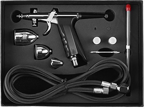Kit Pistola a Spruzzo per Vernice a Gravità, Aerografo Multiuso con 3 Ugelli e 3 Tazze, 0,3 mm 0,5 mm 0,8 mm