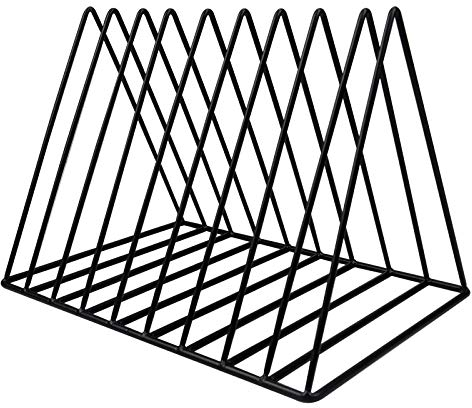 AvoDovA Zeitungsständer Metall, Magazinständer Schwarz, 9 Steckplätze Dreieck Desktop-Bücherregal, Schallplattenständer Modern, Zeitungshalter für Büro, CD, Magazin