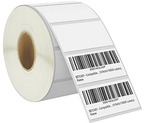 BETCKEY - 57mm x 25mm(2,25 in x 1 in) Perforées Étiquettes Thermiques pour Dossiers et Usage Multiple Compatible avec les imprimantes Zebra et autres [1 Rouleau/1500 Étiquettes]