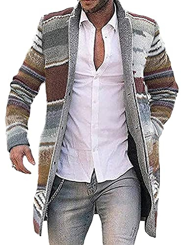 Onsoyours Cardigan Homme Manches Longues Veste Ouvert Tricot Manteau Pull Gilets Long Chandail Cardigan Outwear avec Poches Latérales