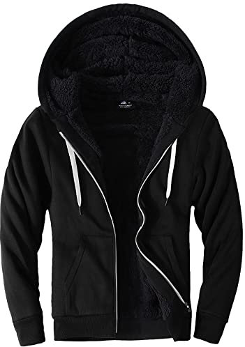 LLdress Sweatjacke Herren Winter Hoodie warm Kapuzenjacke Fleece gefüttert Freizeit Jacke mit Reißverschluss