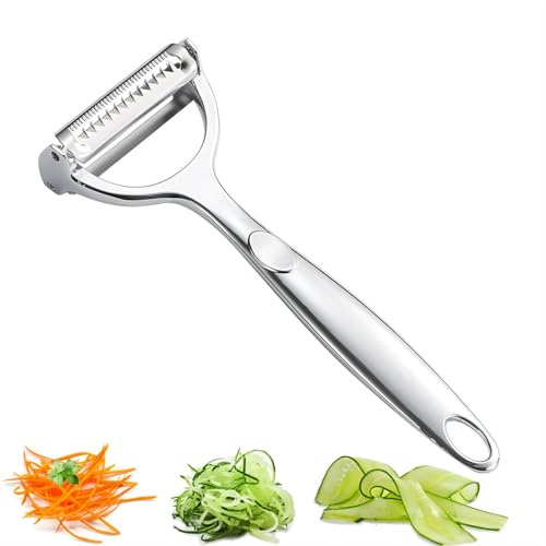 GREATLINK Stainless Steel Dual Blade Vegetable Peeler for Kitchen -Commercial Grade Julienne Cutter, Slicer, Shredder, Scraper -for Carrot Potato Melon Vegetable Fruit -with Sharp Blade, Good Durable