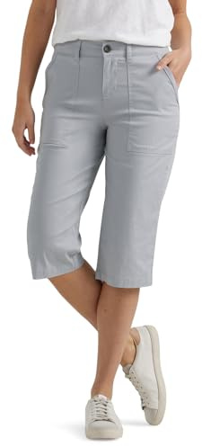 Lee Women's Ultra Lux Comfort with Flex-to-Go Utility Skimmer Capri Pant Material Gray 10