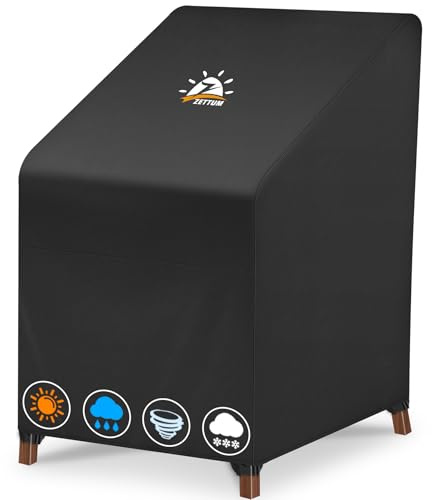 Zettum Fundas para Sillas 1 Piezas, Funda para Sillas Apilables de Jardin Impermeable y Resistente al Invierno, Tela Oxford 600D PU, Funda Protectora para Muebles de Jardín (71x91x80/120 CM)