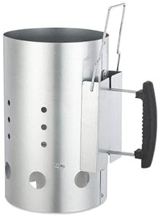 Zendea Barbacoa Chimenera Encendedor Carbón – Encendedor para Barbacoa de Carbón de Carbón de Carbón de Metal Galvanizado con Mango PP Termorresistente, Sistema Rápido para Brasas en 15 Minutos
