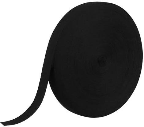 SENJEOK 20 mm x 45 m Bias bindningstejp, svart fiskbensmönstrad bomull twillband band band band för sömnad, gör-det-själv-projekt, hantverk