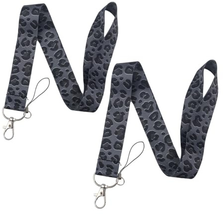 Auriselle 2 piezas giratorias 360 grados con estampado de leopardo cordón teléfono llaves colgar al cuello mosquetón teléfonos móviles cordones de identificación viajes conferencias uso diario