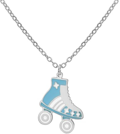 Dreamtimes Collar con colgante de patinaje sobre ruedas, collar colorido de acero inoxidable, colgante deportivo, joyería inspiradora, regalo para mujeres amantes del patinaje