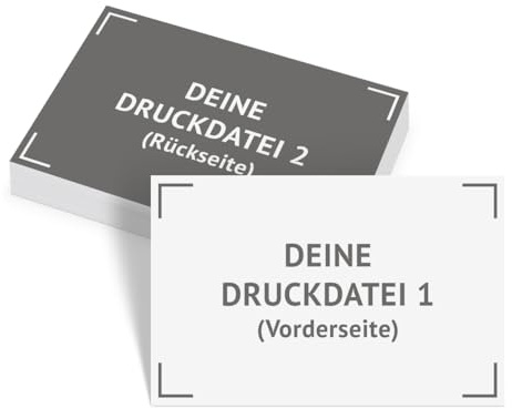 Personalisierte Visitenkarten von 100 bis 2.500 Stück individuell selbst gestalten, Eigene Bild Datei hochladen, dickes 300g/qm Papier, 85x55mm, beidseitiger klarer intensiver Druck
