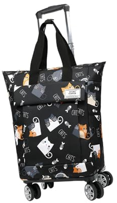 FVDPWYE Zaino Trolley con Ruote, Design Gatto, Ampia Apertura °, Borsa da Viaggio, Borsa da Lavoro, Zaino con Ruote, per Laptop da Uomo
