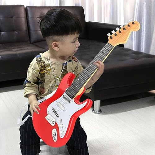 SPYMINNPOO Jouet de Guitare pour Enfants – Guitare électrique Multifonctionnelle pour Garçons et Filles, Expérience Réelle, Légère et Portable, Matériau Sûr (Rouge)