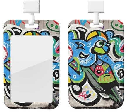 Skjutbar ID-bricka hållare plast vertikal märkeshållare graffiti ritkort fodral ID-korthållare skydd med klart fönster ID-kreditkort för kontor arbete sjuksköterska