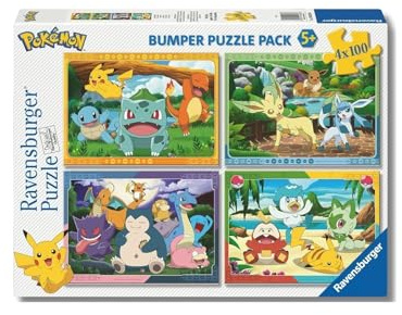 Ravensburger - Puzzles pour Enfants de 5 Ans 4 x 100 pièces, Pokémon - de 5 Ans, Collection Pokémon, Comprend 4 Puzzles de 100 pièces, Jeux éducatifs,