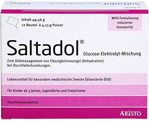 Saltadol Glucose-Elektrolyt-Mischung – Optimale Unterstützung bei Flüssigkeits- und Elektrolytverlust – Für Kinder ab 3 Jahren und Erwachsene – 12 Beutel