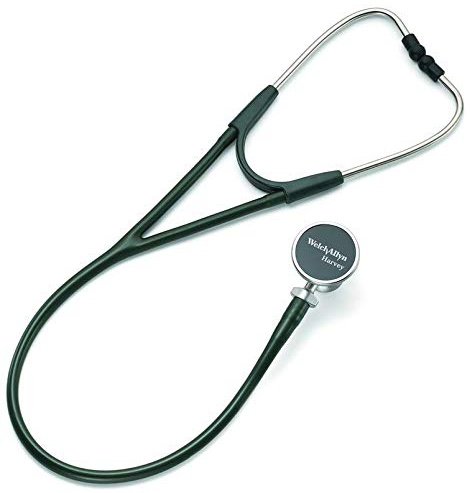 Welch Allyn Harvey DLX Adult Cardiology Stethoscope, Forest Green; 5079-328; Double-Head Chestpiece (Diaphragm and Bell), Dual Lumen Tubing; 28 in