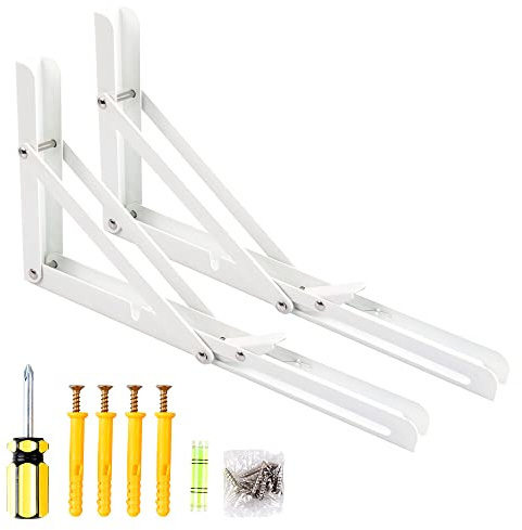 Oudtinx Lot de 2 supports d'étagère pliables, triangles robustes pour table de banc, supports d'étagère muraux pour économiser de la place, plusieurs tailles, 30,5 cm, blanc