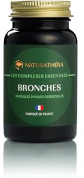 Naturathéra - BRONCHES - Synergie Huiles Essentielles Bronches Encombrées - Eucalyptus Eadié, Ravintsara, Thym, Pin Sylvestre, Myrte - 30 Gélules - Fabriqué en France - Vegan - Sans Phyto-oestrogènes