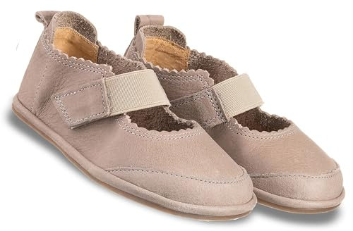 Magical Shoes Chaussures pieds nus pour filles, chaussures pour enfants, chaussures ballerines en cuir, chaussures pour fille élégantes et douces, chaussures de princesse, Gloria, Crème, 21 EU Large