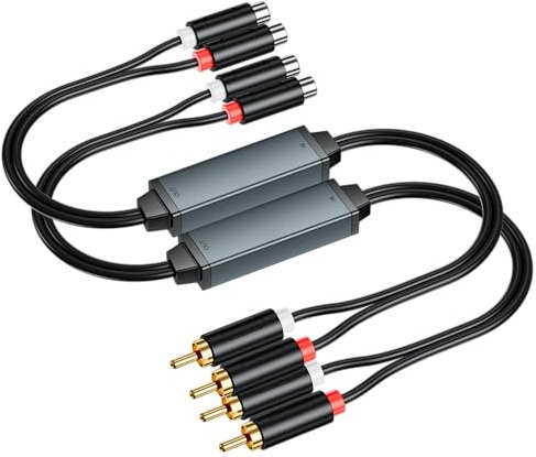 eppfun AV100C Aislador de Ruido de Bucle de Tierra para Sistema de Audio de Coche/estéreo doméstico, aislador de Bucle de Tierra con Cables de Audio RCA