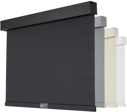 Persilux Cordless Blackout Roller Shades for Windows, Free-Stop With Valance, Thermal Insulated Fabric Blinds, UV Protection for Home and Bedroom (Black, 15 W x 64 H)