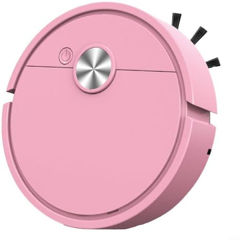 Puupaa Robot aspirador, máquina de aspiración inteligente 3 en 1 potente succión, robot de barrido para limpieza de pisos del hogar (rosa)